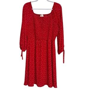 Siren Lily Red Lined Dress w White Flowers Size XL